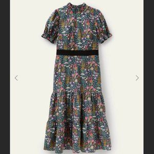 Boden Frill Neck Tiered Midi Dress